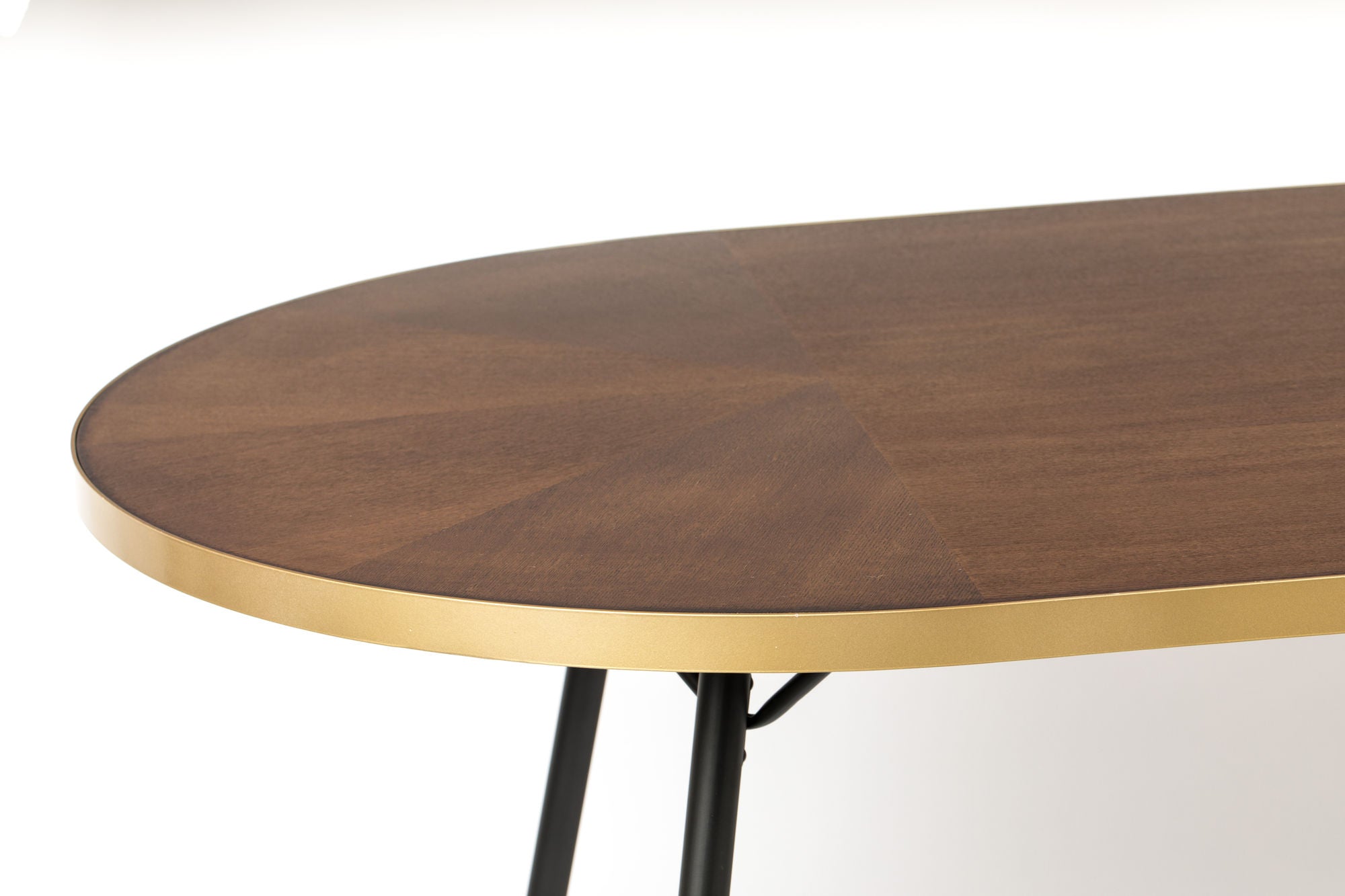 Denise Brown Wood & Gold Oval Dining Table 180cm